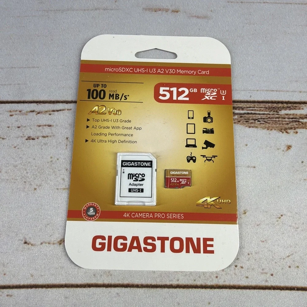Gigastone 512GB Micro SDXC Memory Card V30 U3 A2 4K UHD New Sealed